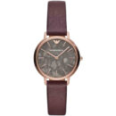Emporio Armani Quartz Grey Dial Brown Leather Strap Watch For Women - AR11172